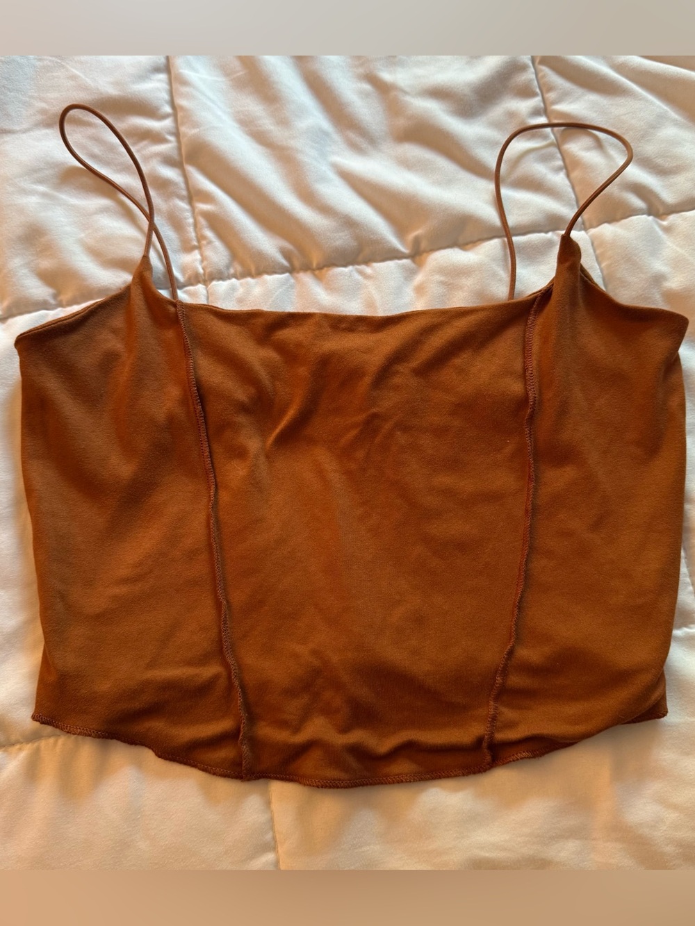 Women's Spaghetti Strap Crop Tank Top - Rust